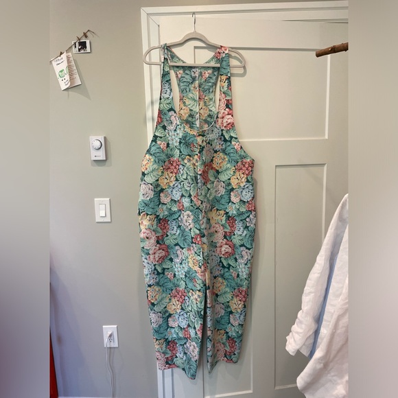 handmade Pants - NWOT handmade floral overalls L/XL